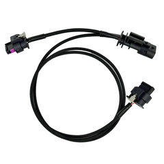 Black wiring harness with connectors on a white background
