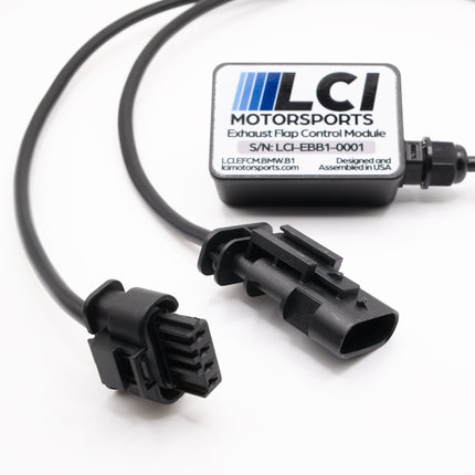 BMW single valve exhaust controller module showing compact plug-and-play design for easy installation